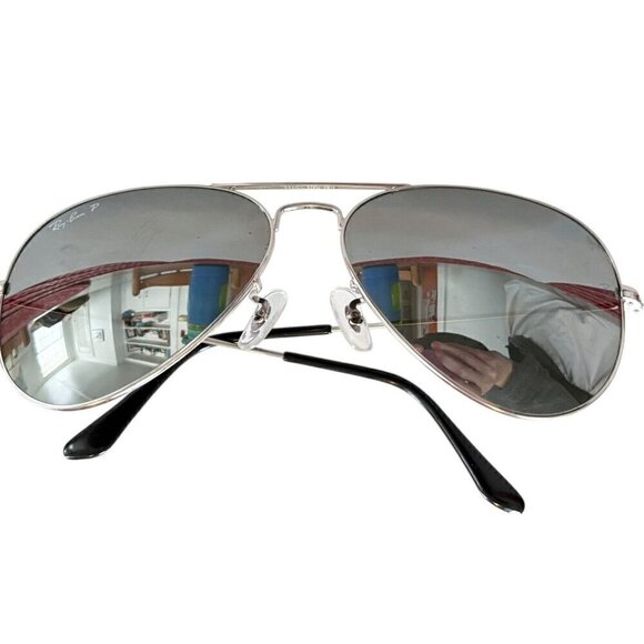 Ray-Ban Polarized Large Aviation Gunmetal/Crystal Green Lens Sunglasses Women’s - Picture 1 of 9